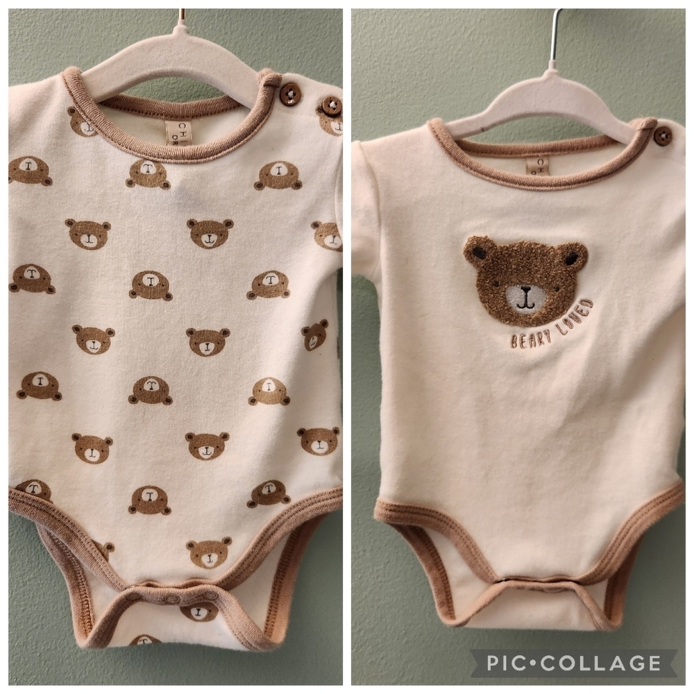 Chickpea Original Bear Print 2 Piece Long Sleeve Bodysuit Set